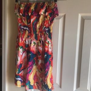 Colorful strapless dress